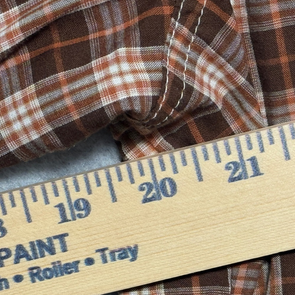 Wrangler Wrancher Mens XL Brown Plaid Western Pearl Snap Long Sleeve Shirt - Picture 6 of 7